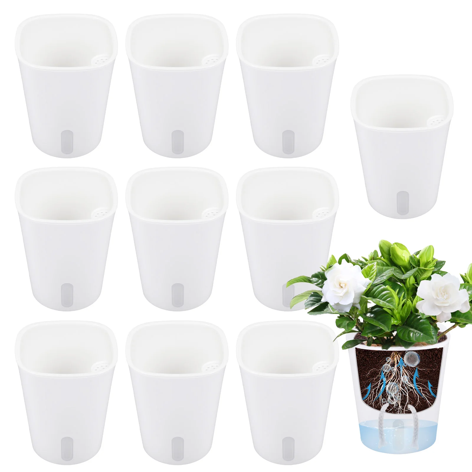 Hydroponic Grow Pod - Set di 10 Vasi Autoirriganti, Fioriere